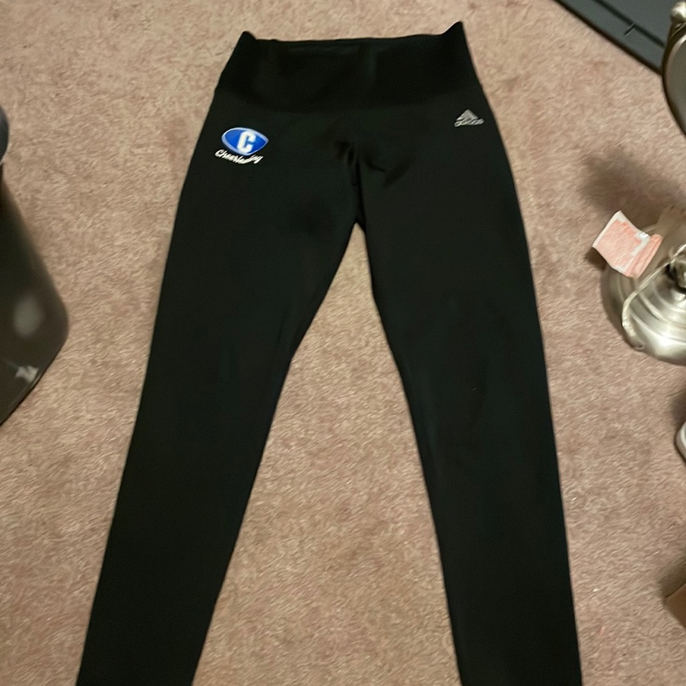 Adidas small leggings with cheer leading